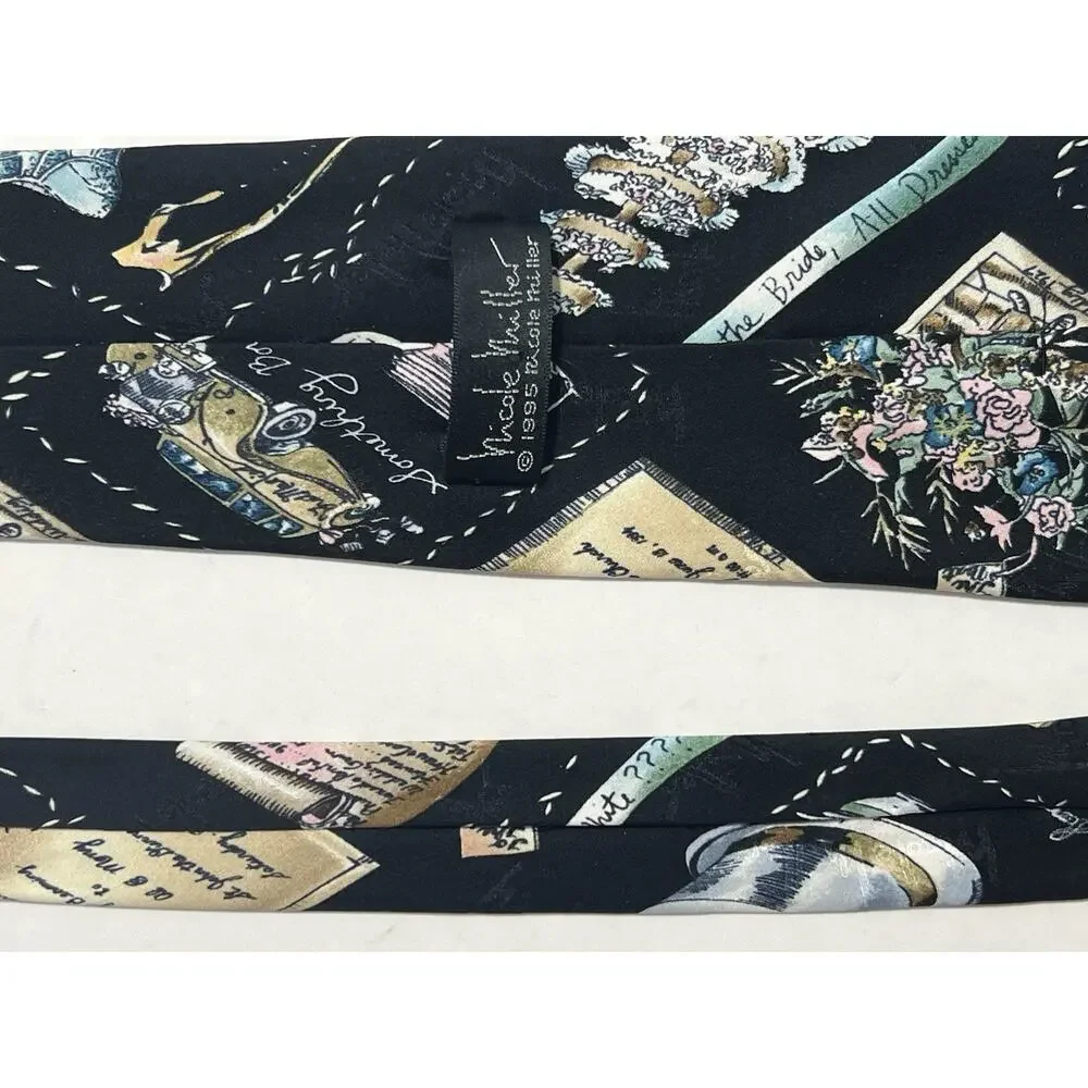 Vintage 1995 Nicole Miller Father of the Bride Wedding Theme Silk Neck Tie